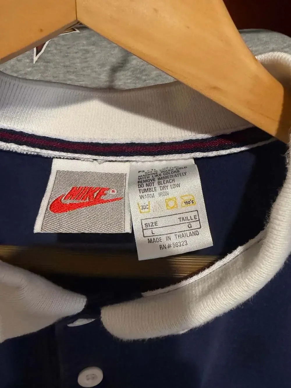 Vintage 90s Nike Supreme Court Striped Sleeve Tennis Polo Shirt Navy Blue Large